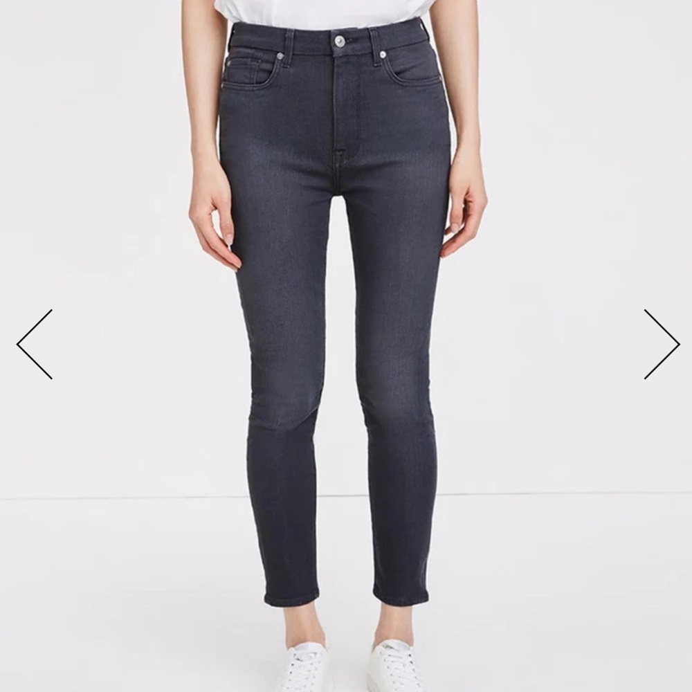 7 for All Mankind Denim Jeans Skinny High Waist Ankle Grey Womens Size 32 - Picture 2 of 12